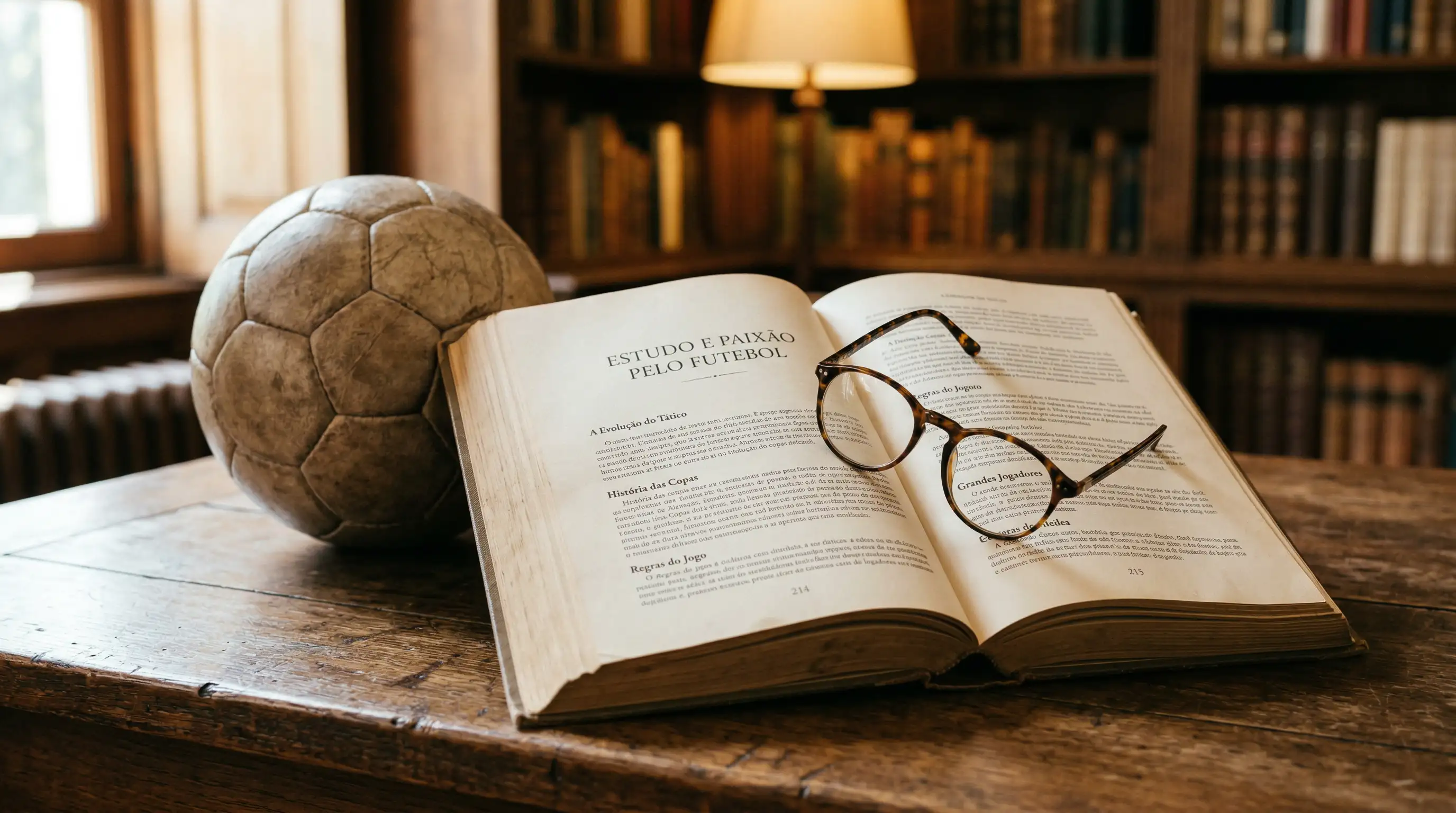 Livro aberto com termos de apostas desportivas e uma bola de futebol ao lado